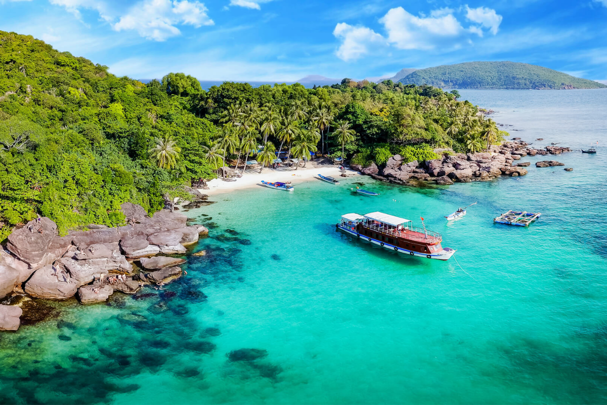 Beautiful beach in Phu Quoc under clear November skies