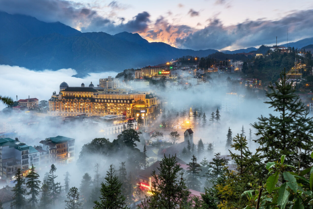 Fog rolling over Sapa town in November